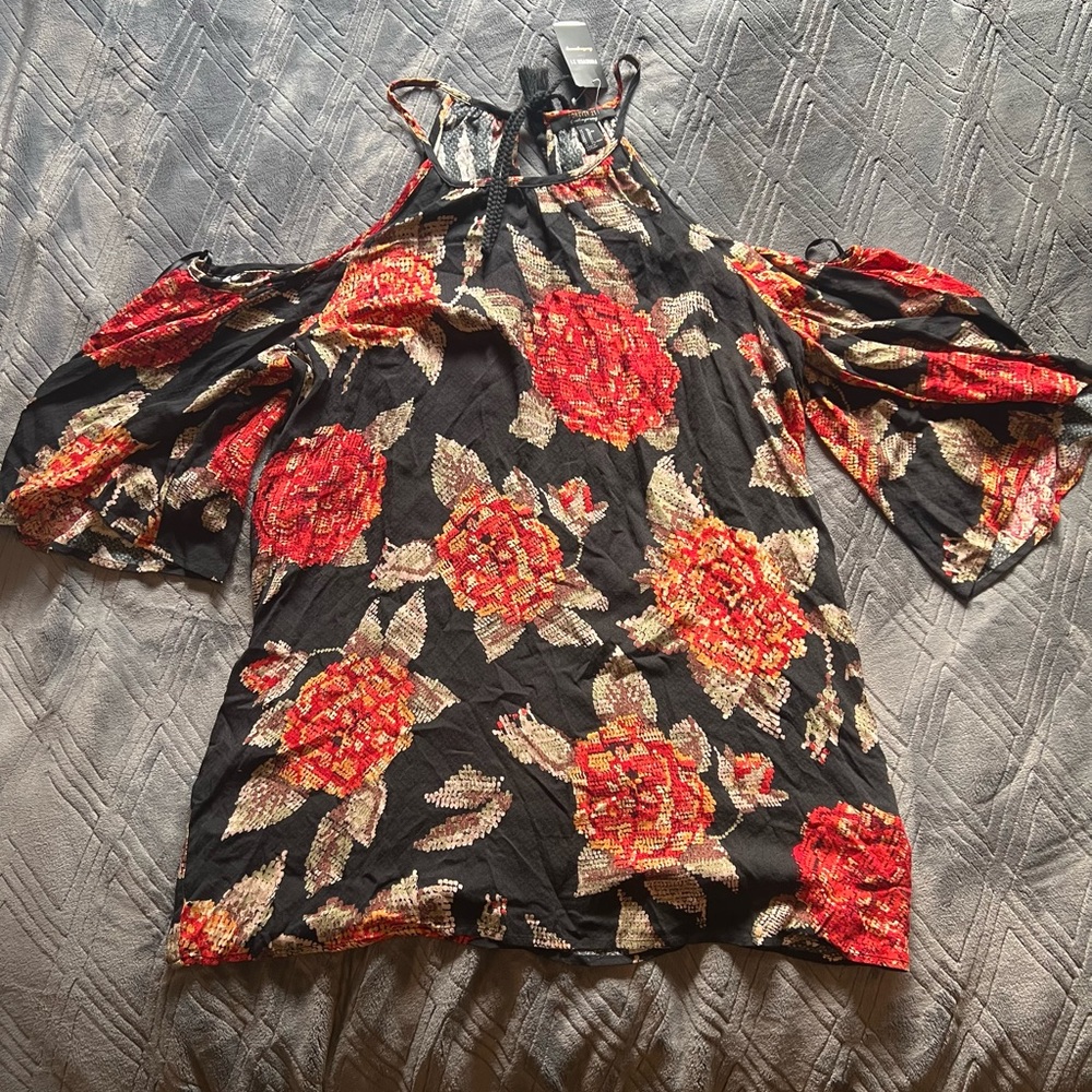 Forever 21 Red/Black Floral Dress Tunic Size XL